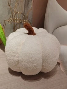 1 件白色南瓜形毛绒抱枕、万圣节南瓜靠垫、节日派对毛绒装饰枕头、家居装饰 - 白色 - 查看 5