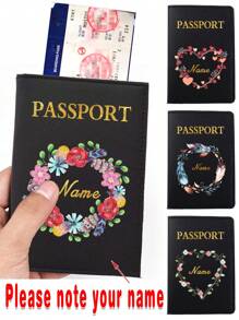 1pc Customized Name PU Passport Sleeve Holder Passport Cover ID Card Protector Business Bank Card Case Organizer Protective Leather Documents Storage Wallet Portable RFID Blocking Personalized DIY Waterproof Ultra Slim Passport Wallet Travel Accessories Clip Fold - Black - View 2