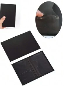 1pc Customized Name PU Passport Sleeve Holder Passport Cover ID Card Protector Business Bank Card Case Organizer Protective Leather Documents Storage Wallet Portable RFID Blocking Personalized DIY Waterproof Ultra Slim Passport Wallet Travel Accessories Clip Fold - Black - View 5