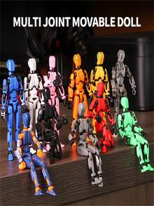 3rd Gen Lucky Movable Jointed 3D Print Doll Figurine, Randomized Styles & Colors, Interactive Toys For Kids Boys & Girls - Multicolor - View 2