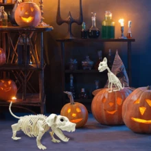 1 pieza/Decoración de Halloween/Broma de adornos/Murciélagos, gatos, perros, escorpiones, arañas, esqueletos humanos/Esqueletos de animales de plástico/Adecuado para decoración de ambiente de Halloween, decoración de escenas, Navidad - Multicolor - Ver 8
