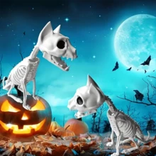 1 pieza/Decoración de Halloween/Broma de adornos/Murciélagos, gatos, perros, escorpiones, arañas, esqueletos humanos/Esqueletos de animales de plástico/Adecuado para decoración de ambiente de Halloween, decoración de escenas, Navidad - Multicolor - Ver 3
