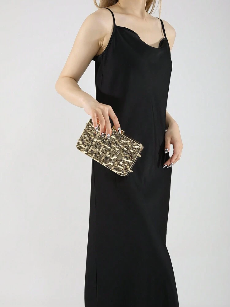 Borsa A Tracolla Donna Glitterata A Forma Di Conchiglia - Borse A Catena Pu, Fashion Per Serate, Spiaggia E Shopping (Nero) - 5