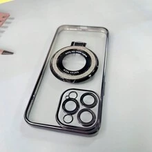 1 件黑色电镀 TPU 手机壳，带相机镜头保护膜，Magsafe 兼容防震保护套，兼容 15 Pro Max、14、13、12、11