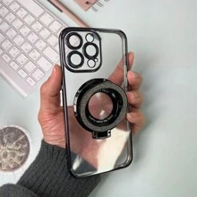 1 件黑色电镀 TPU 手机壳，带相机镜头保护膜，Magsafe 兼容防震保护套，兼容 15 Pro Max、14、13、12、11
