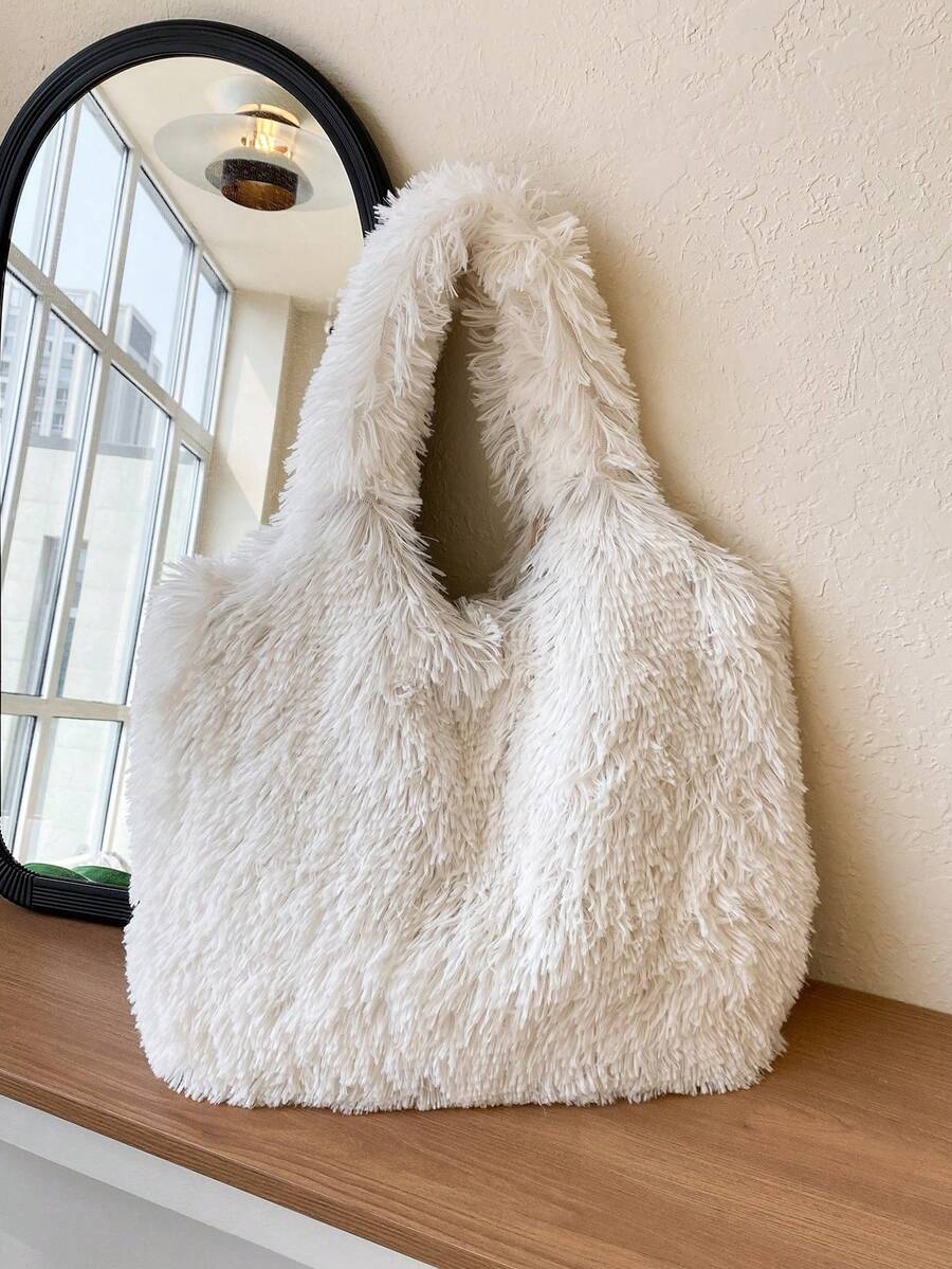 1pc Large Capacity Fluffy Tote Bag, Suitable For Women's Daily Use