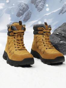 Yellow Winter Snow Boots For Men, Warm Thermal Lined Ankle Boots For Outdoor Sports - Yellow - View 5