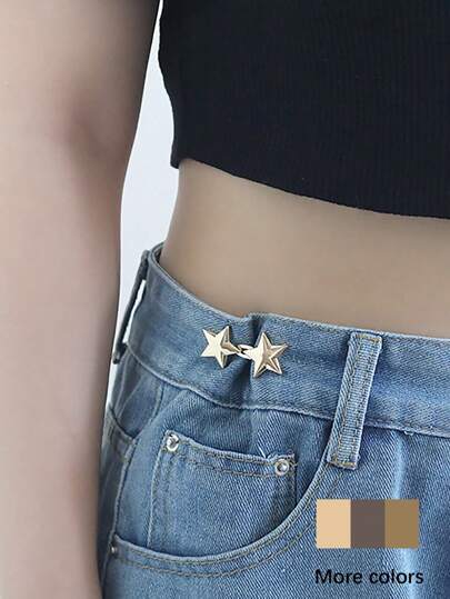 1pc Small Star Decorative Snap Button For Waistband Adjustment, Detachable Waist Cincher Button No Sewing Required Back To School