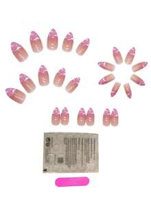 24 件装按压式指甲白云杏仁形渐变果冻胶指甲锉女士简约生活 - 彩色 - 查看 3