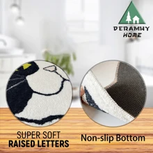 DeramHy home DeramHy Home 1 Stück Dusch-, Badewannen-, Badezimmer-Matte, rutschfest, saugfähig, niedliches Design Schwarz-Weiße Katzen-Bild Türmatte, weicher Teppich