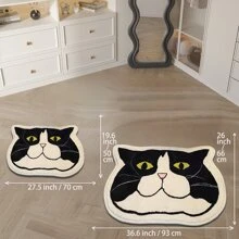 DeramHy home DeramHy Home 1 Stück Dusch-, Badewannen-, Badezimmer-Matte, rutschfest, saugfähig, niedliches Design Schwarz-Weiße Katzen-Bild Türmatte, weicher Teppich