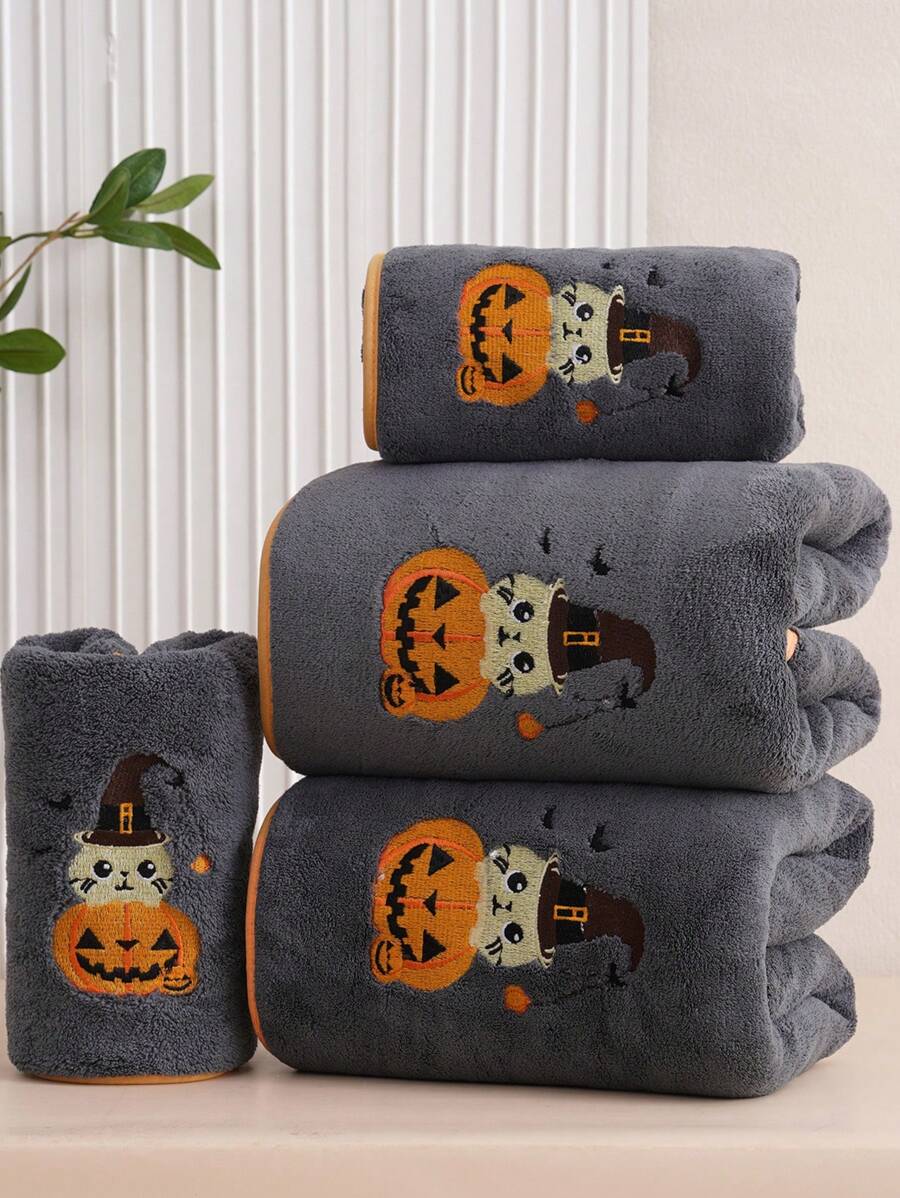 1/3pcs Owls Coral Fleece Embroidered Hand Towel/Bath Towel, Ultra-Soft Absorbent Quick Dry, Gift, Couples Design, Home Decor For Beauty Salon Home Bathroom Shower Towels For Beauty Salon, Hotel Sports,Home Essentials, Towel, Skin Care