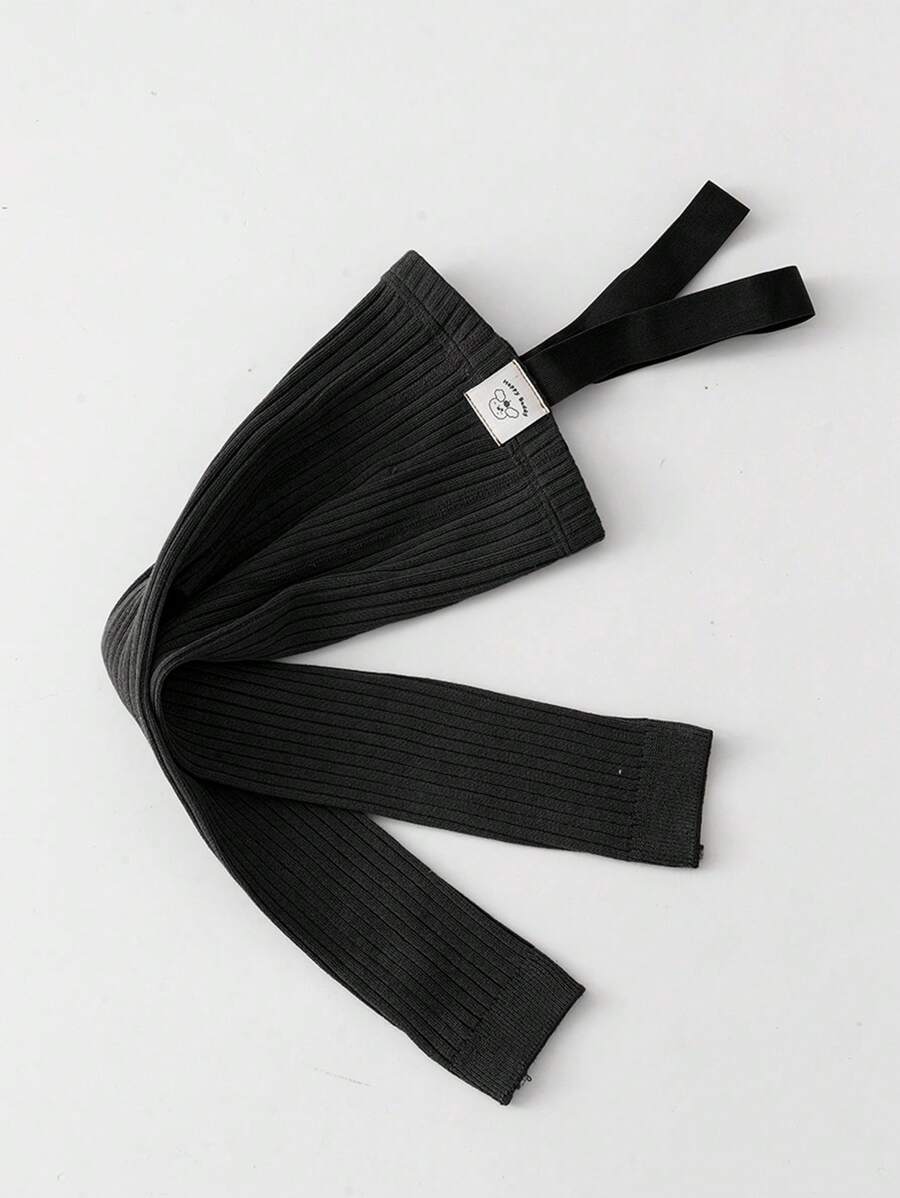1pc Adjustable Tie Waist Leggings, Suitable For Newborn Babies, Minimalist Striped & Solid Color Unisex 3/4 Pants, Infant Toddler Tights, Suitable For Spring, Autumn, All Seasons
