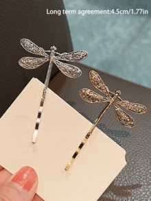 Premium Nature-Inspired Dragonfly Design Hair Clip, Side Bangs & Strands Hairpin - Multicolor - View 9