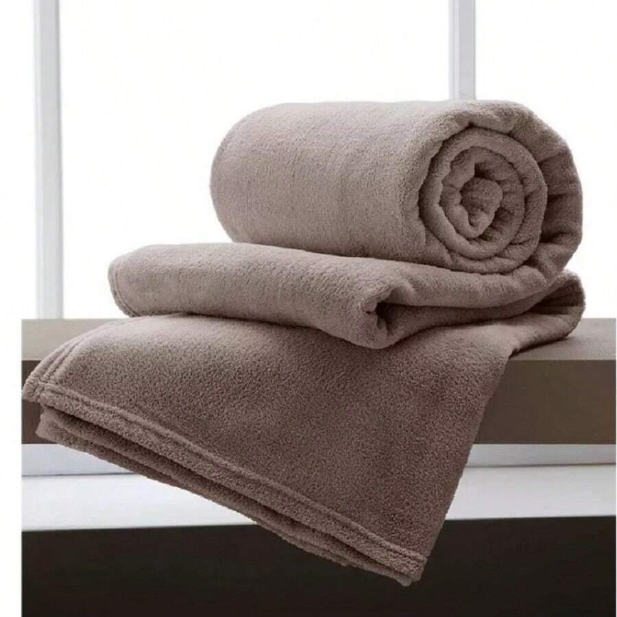 Soft Flannel Fleece Double Blanket 1.8x2m Reversible - 鏽棕色 - 查看 1