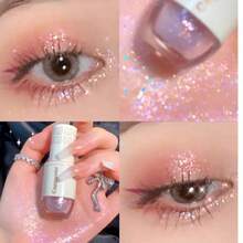 Sombra de ojos liquida brillante, sombra de glitter, sombra con ojuelas brillantes, shimer, maquillaje estilo coreano - 11 White - Ver 4