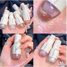 Sombra de ojos liquida brillante, sombra de glitter, sombra con ojuelas brillantes, shimer, maquillaje estilo coreano - 11 White - Ver 2