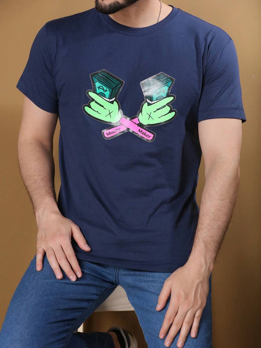 Men T-Shirts - 藏蓝色 - 查看 1