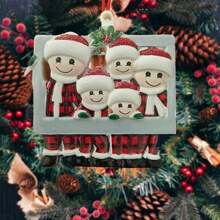 1 Pc Christmas Ornaments, Personalized Christmas Tree Decorations Happy Family Of 4 Photo Frame Christmas Ornaments, Christmas DIY Name Hanging Pendant Cute Xmas Tree Decor Gifts, Christmas - Multicolor - View 6