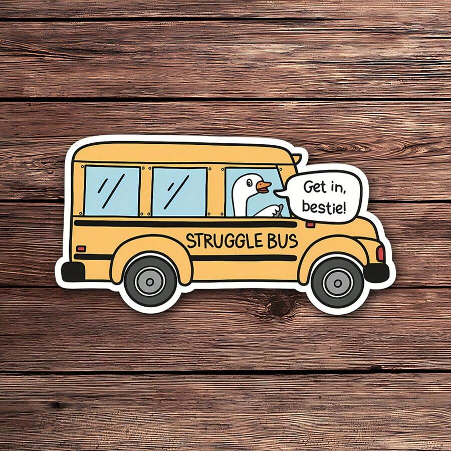 1 PIEZA Pegatina "Bus de la Lucha" | Pegatina divertida y sarcástica sobre salud mental | Pegatina de sobre ansiedad y terapia | Impermeable para botellas de agua, portátiles y tumblers | Pegatina de estilo retro para la concienciación sobre la salud mental - Multicolor - Ver 1