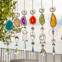 1pc Indoor Window Hanging Sun Catcher, Crystal Light Catcher With Prism & Agate Slice For Home, Garden, Wedding Decor - Multicolor - View 12