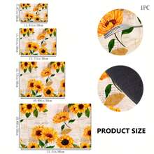 1 件向日葵印花干燥垫，吸水厨房台面干燥垫，柔软硅藻土防滑速干垫，适用于厨房台面、咖啡机、浓缩咖啡机 - 黃色 - 查看 2