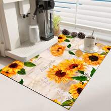 1 件向日葵印花干燥垫，吸水厨房台面干燥垫，柔软硅藻土防滑速干垫，适用于厨房台面、咖啡机、浓缩咖啡机 - 黃色 - 查看 5