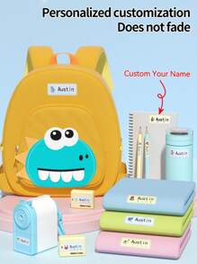 【可定制】个性化姓名标签 - 10/30/60/90 张可水洗熨烫标签，卡通图案贴纸，适用于校服、床上用品、帽子、鞋子、背包、办公及家居用品 - 返校礼物，尺寸 1.77*0.62 英寸，返校季，学习用品，返校季特惠，返校用品，多功能，耐用，装饰性强，可重复使用，精致，时尚，高品质，色彩丰富，现代，可定制，个性化，独特，送给他的理想礼物，送给她的理想礼物，男友，爸爸，女友，妈妈，家人，朋友，茶室，家居，花园，办公室，周年纪念日，情人节，母亲节，生日，父亲节，毕业典礼，婚礼乔迁之喜，节日日历