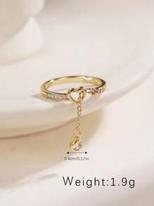 FICCINO Anillo ajustable con forma de corazón hueco, adornado con borlas y chapado en oro con circonita cúbica de FICCINO. Regalo de joyería con caja para uso diario, fiestas, vacaciones, aniversarios, amigos y San Valentín