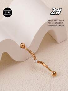 1pc Elegant New Arrivals Golden Yellow Industrial Piercing Jewelry 14G 316L Stainless Steel Flower Leaf Heart Wave Industrial Earrings 5A Stone For Women Men Chain Dangle Industrial Bar Piercing Cartilage Helix Piercing Earrings Industrial Barbell Body Piercing Jewelry For Party Daily Wear Valentines,Mom,Mother,Mother's Day,Gift - Multicolor - View 7