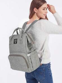 LEQUEEN Bolso Maternal Oxford, Bolso de pañales de gran capacidad recién diseñado para uso en exteriores, multifuncional, ligero, adecuado para almacenamiento y uso por parte de las madres, se puede llevar en la mano o hombro - Gris - Ver 7