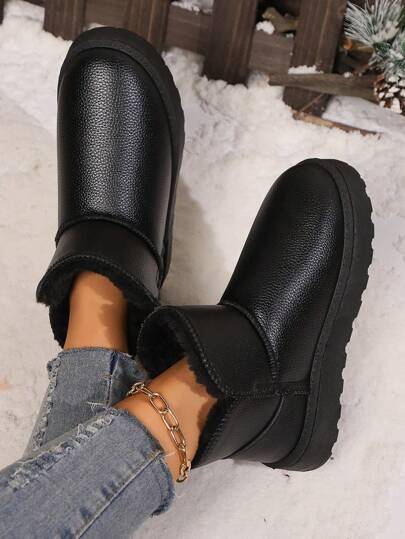 New Oversized Women's Cross-Border Winter Snow Boots, Thick Warm Waterproof Non-Slip Couples High-Top Ski Boots, Winter Chunky Sole Platform Fluffy Lined Outdoor Casual Boots