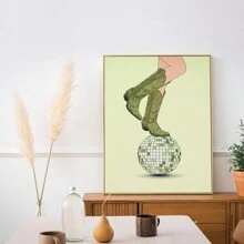 1 件帆布墙艺术时尚女牛仔迪斯科球海报，女孩房间墙艺术镜球海报，鼠尾草绿色墙艺术迪斯科家居装饰，西方艺术印刷品家居装饰卧室装饰房间装饰墙壁装饰艺术品 - 彩色 - 查看 10