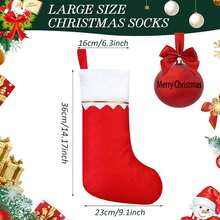 1 件/2 件圣诞袜，柔软毛绒糖果礼品袋，用于圣诞派对装饰，圣诞树家庭节日装饰挂饰，用于农舍和家庭的壁炉装饰 - 紅色聖誕襪 - 查看 4