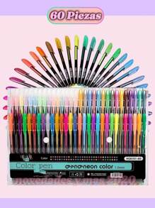 Set De Plumas De Gel 60 Colores Neón,glitters,tradicionales - Multicolor - Ver 1