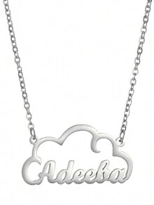 1PC Hot Selling Simple And Versatile Cloud English Letter Name Customized Pendant Necklace For Girls, Stainless Steel Necklace With Adjustable And Personalized Electroplated 18k Gold Stainless Steel Fashion Jewelry, Including Exquisite Jewelry Gift Box, Giving Gifts To Friends, Family, Relatives, And Lovers