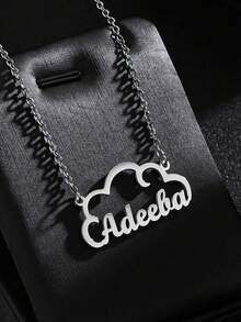 1PC Hot Selling Simple And Versatile Cloud English Letter Name Customized Pendant Necklace For Girls, Stainless Steel Necklace With Adjustable And Personalized Electroplated 18k Gold Stainless Steel Fashion Jewelry, Including Exquisite Jewelry Gift Box, Giving Gifts To Friends, Family, Relatives, And Lovers