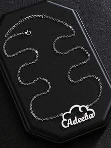 1PC Hot Selling Simple And Versatile Cloud English Letter Name Customized Pendant Necklace For Girls, Stainless Steel Necklace With Adjustable And Personalized Electroplated 18k Gold Stainless Steel Fashion Jewelry, Including Exquisite Jewelry Gift Box, Giving Gifts To Friends, Family, Relatives, And Lovers