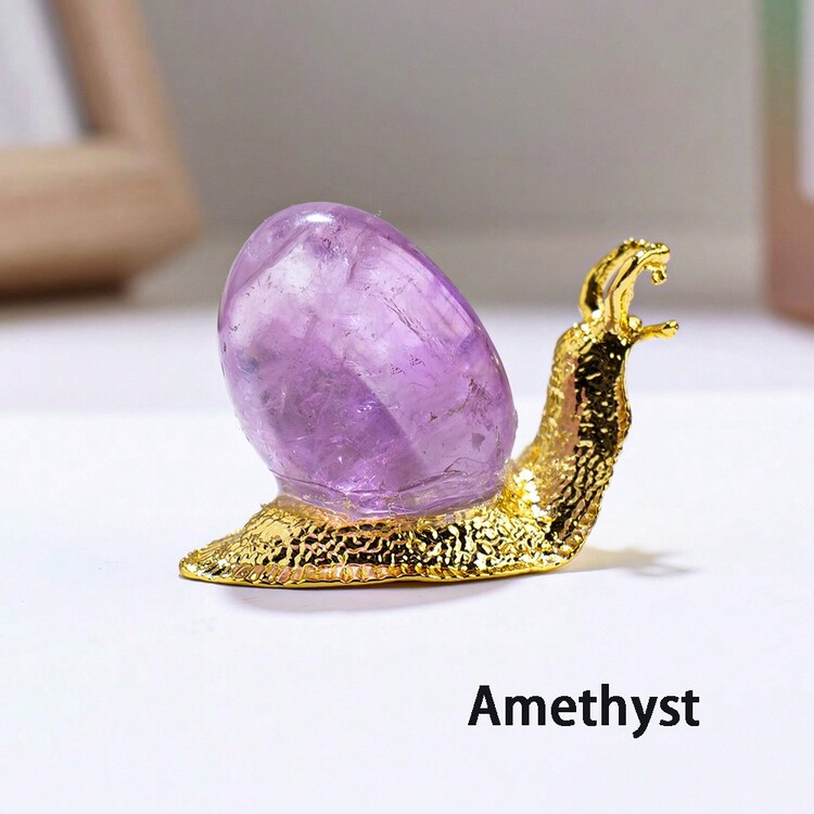 1pc Natural  Snail Gemstone Amethyst Healing Reiki Crystal Home Desk Delicate Ornament Decor Gifts - Snails - View 12