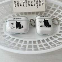 Cat Teary Cat Design Transparent Protective Case Compatible With Airpods 2/3/Pro/Pro2/Pro3, Compatible With Airpods 4 - Clear - View 3