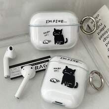 Cat Teary Cat Design Transparent Protective Case Compatible With Airpods 2/3/Pro/Pro2/Pro3, Compatible With Airpods 4 - Clear - View 4