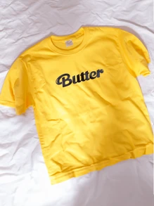 Playera Camiseta Butter Oversize Moda Coreana K-pop + PC de regalo - Amarillo - Ver 2