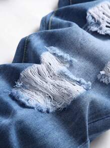 Tween Boys Ripped Straight Leg Jeans - Medium Wash - View 6