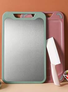 1pc Stainless Steel & Plastic Dual-Sided Cutting Board, Large Multifunctional Chopping Mat And Rolling Pin