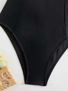 New One-Piece Swimsuit, Sexy Criss-Cross Back Design, One Piece Swimsuit Style Bikini, Slim Fit Swimwear For Beach Resort, Spring Tummy Cover, Nylon Material