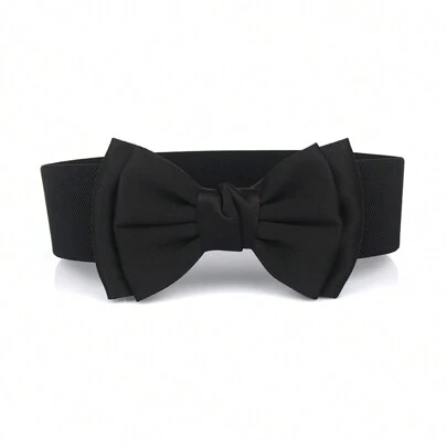1pc Women's Bowknot Elastic Waist Belt For Casual Dress Valentine's Day Valentines Fall, Autumn, Halloween