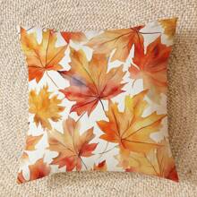 1 件亚麻秋叶印花枕套，45x45 厘米，家居装饰、卧室、沙发装饰（不含枕芯） - 彩色 - 查看 8