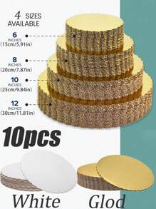 10 khuôn bánh tròn màu trắng (8/10/12 inch), đế bánh gợn sóng vàng, lý tưởng cho tiệm bánh, bánh tự làm, món tráng miệng, lễ cưới, tiệc sinh nhật, đồ ăn nhẹ, khay trưng bày bánh nướng nhỏ, tiệc theo chủ đề, trang trí bánh, tiệc cưới, ngày của mẹ, giáng sinh, ngày lễ tình nhân, tết nguyên đán, lễ rửa tội tiết lộ giới tính - Vàng - Xem 3