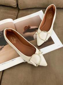 Women's Flats With Elongated Toe Comfortable Elegant Offwhite - trắng - Xem 3