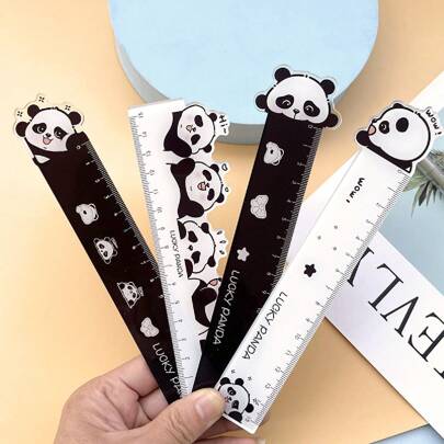 قطعة واحدة مسطرة كرتون الباندا الكيوت أكريليك ، مسطرة طالب كرتونية مستقيمة ، مسطرة قياس يومية للطالب ، أداة رسم للطالب مقاس 15 سم ، هدية للطالب